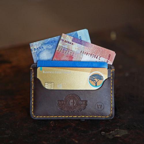 The Witwatersrand Wallet II, money, cards, logo, yellow stitching, wallet, initials stamp
